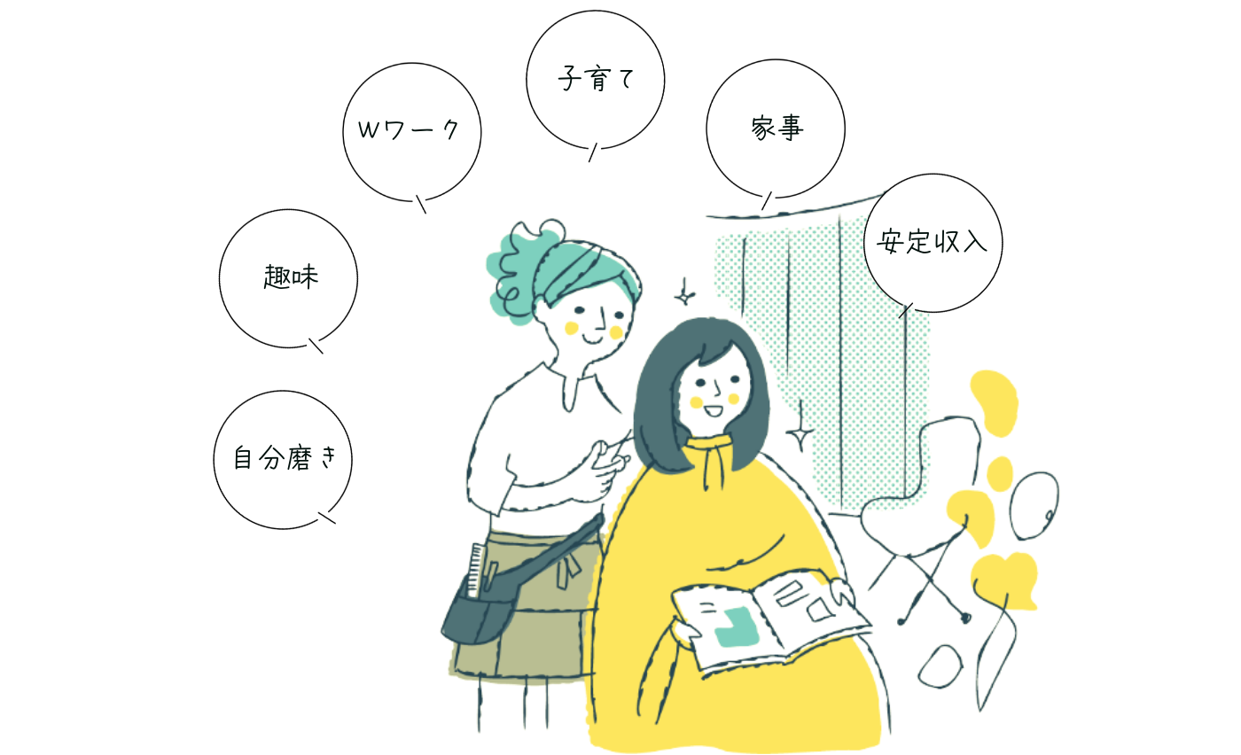 自分磨き・趣味・Wワーク・子育て・家事・安定収入